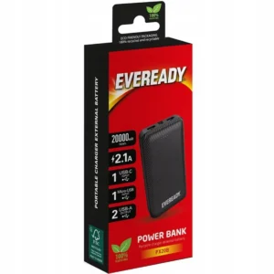 Power Bank Energizer Eveready Slim 20000mAh 2A με 2x USB 2.0 και LED Ένδειξη Μπαταρίας Μαύρο - Image 2