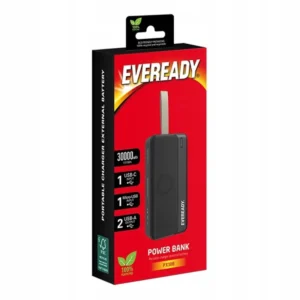 Power Bank Energizer Eveready Slim 30000mAh 2A με 2x USB 2.0 και LED Ένδειξη Μπαταρίας Μαύρο - Image 2