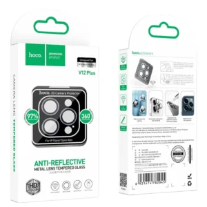 Προστασία Κάμερας Hoco 3D Metal V12 Plus για Apple iPhone 15 Pro/15 Pro Max Σκούρο Μπλε - Image 2